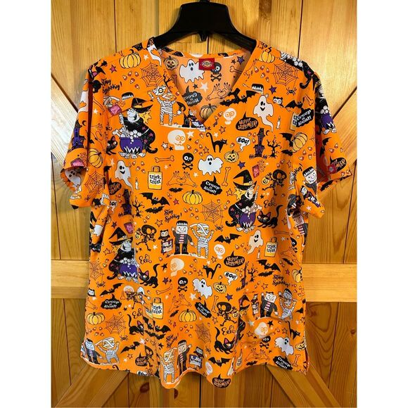 Dickies Other - Dickies Halloween Scrub Top XL Orange (4224)